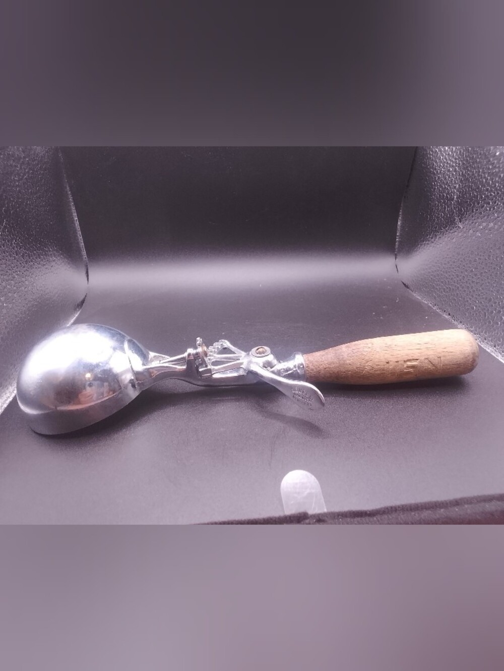 Vintage New Gem #10 Ice Cream Scoop Wood Handle Antique Scooper